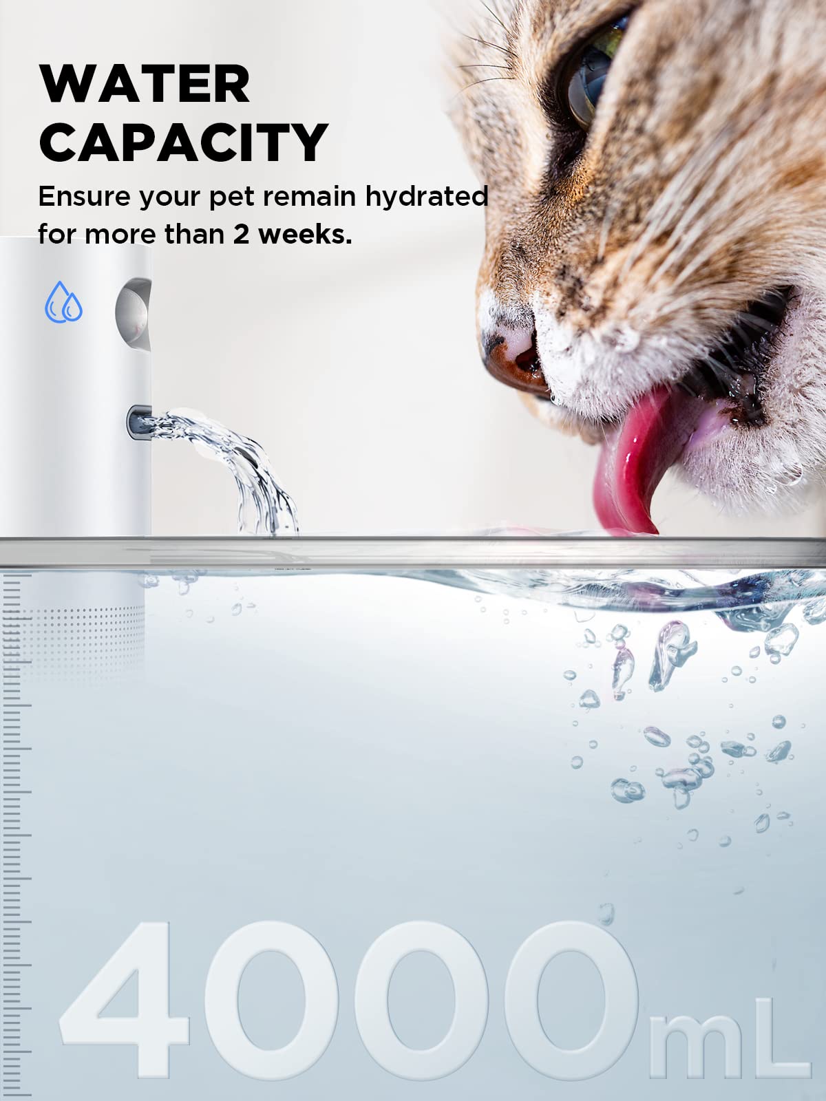 Wireless Cat Water Fountain Battery Operated, FEELNEEDY 4L/135 fl oz Pet Water Fountain for Cats and Dog with Motion Sensor, Wireless Ultra Quiet Cat Drinking Fountain with 6 Filters White YPD-C004