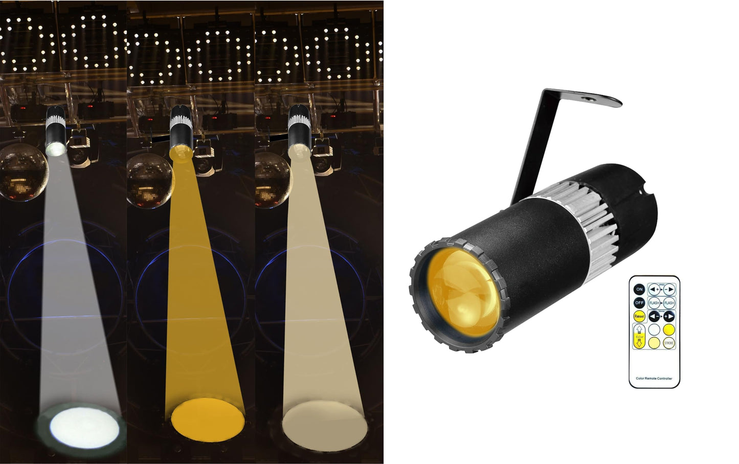 SENLAN 15W Double White/Cool White & Warm White LED Pinspot Light by Manual Focus with IR Controller, Spotlight for Disco, KTV, Party, Wedding