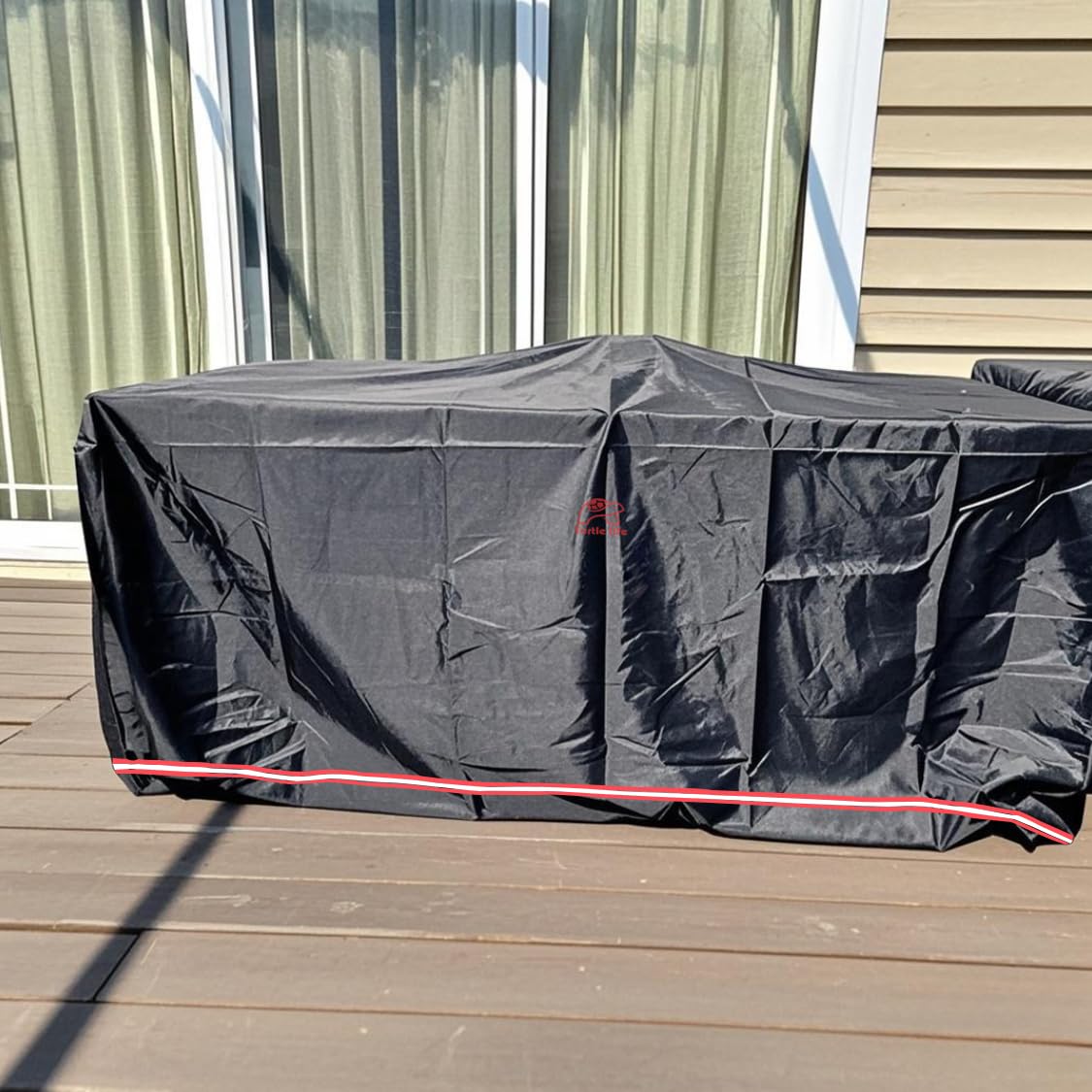 Turtle Life Patio Furniture Set Cover, Rectangular Durable Water Resistant Outdoor UV Resistant Anti-Fading Dining Table Chairs Cover with Metal Support and Upgrade Air Vent, Black, 72x44x29 inch