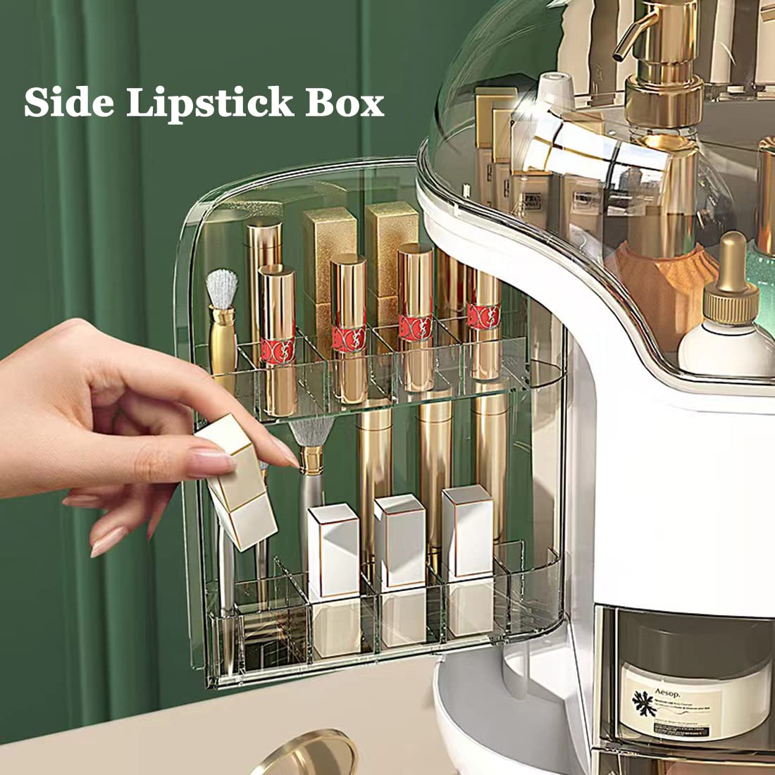 Makeup Storage Organizer,Cosmetics Display Case with Lid,Lipstick Organizer and Transparent Cover,Large Skincare Organizers for Bathroom Countertop,Bedroom Vanity Desk