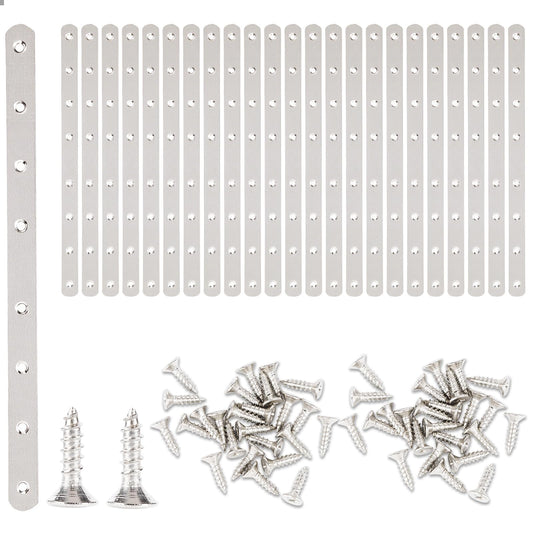 24 Pcs 12" Flat Mending Plates Stainless Steel Straight Brackets Metal Brackets with Holes Repair Fixing Bracket for Wood Connector with 192 Screws