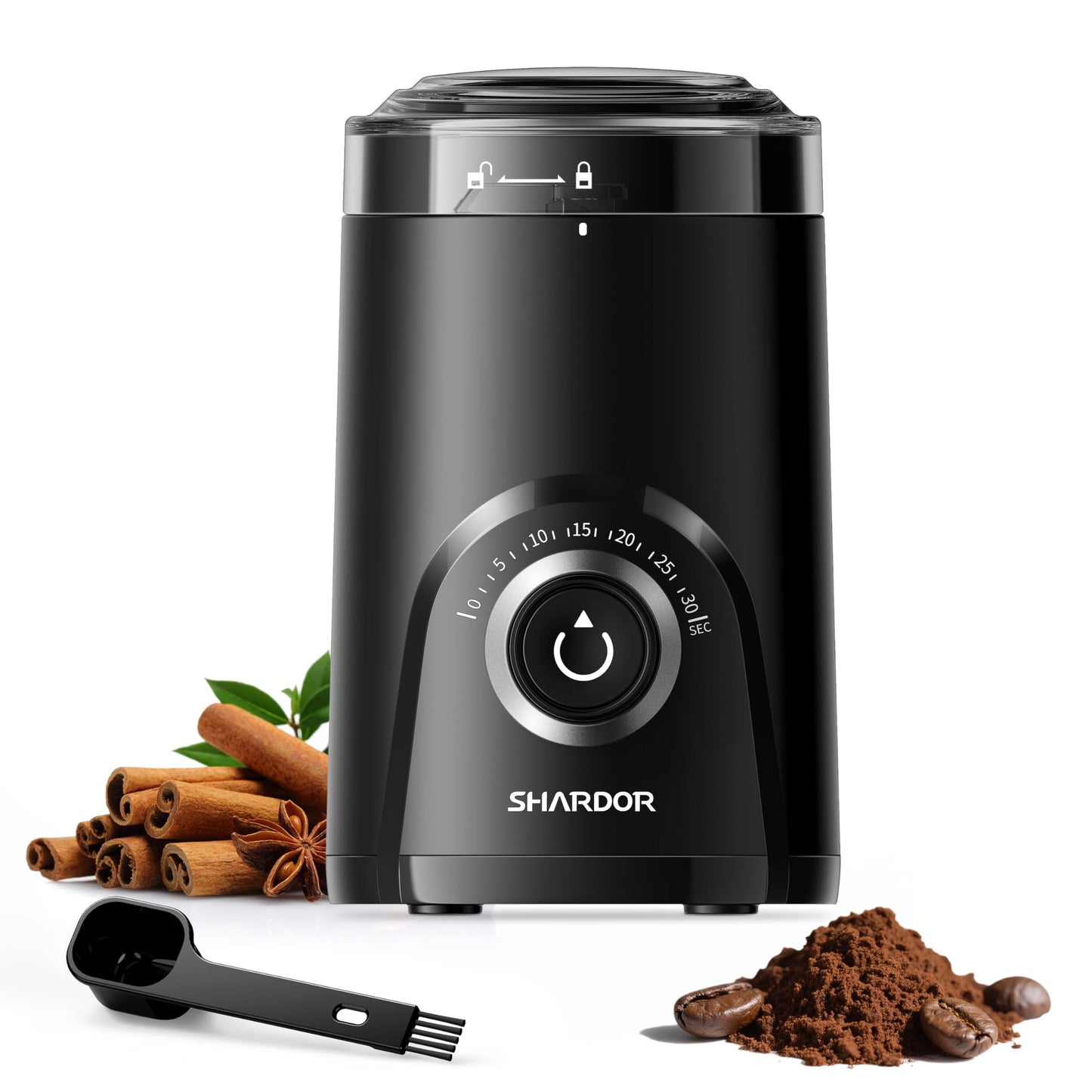 SHARDOR Super Silent Blade Coffee Grinder Electric, Timed Grind Control Rotary Knob, Adjustable Coarse to Fine for Coffee Beans, Spices & Herbs, Black