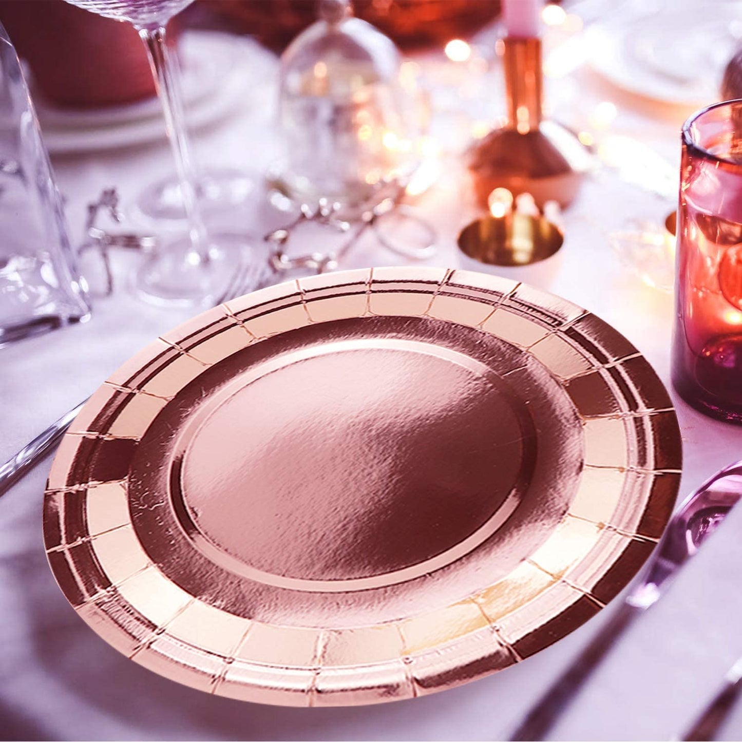 310PCS Rose Gold Party Supplies - Disposable Paper Plates Dinnerware Set Rose Gold Dots 50 Dinner Plates 50 Dessert Plates 50 Cups 50 Napkins 50 Straws 60 Balloons Birthday Party Wedding Holiday