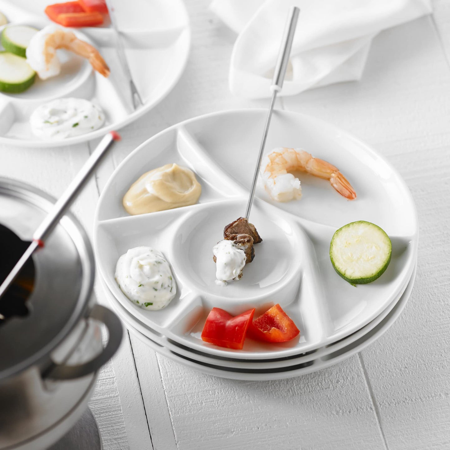 Trudeau Fondue Plates Round - Set of 4