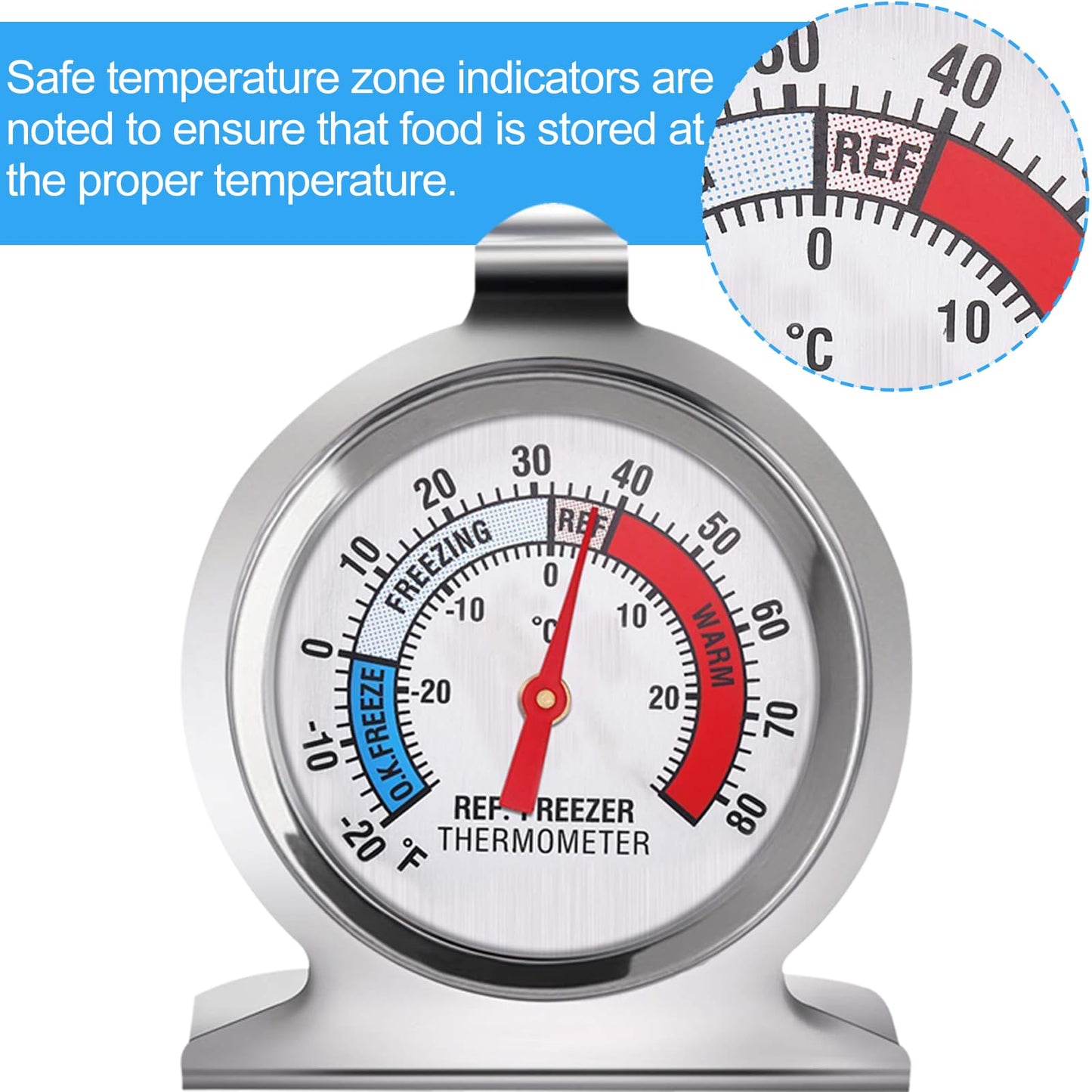 10 Pack Refrigerator Freezer Large Dial Thermometer Classic Series Fridge Freezer Alarm Thermometer Internal Temperature Gauge for Kitchen Refrigerator