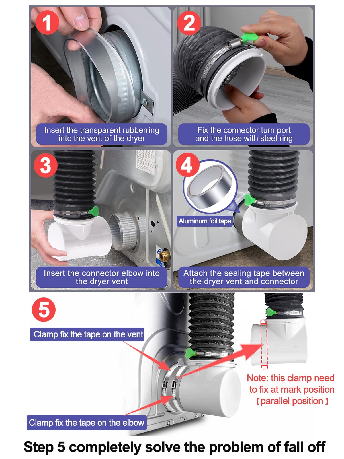 Dryer Vent Hose for Tight Space,90 Degree Dryer Vent Elbow,Better Than Magnetic Dryer Vent Connector Kit,Dryer Vacuum Hose Attachment