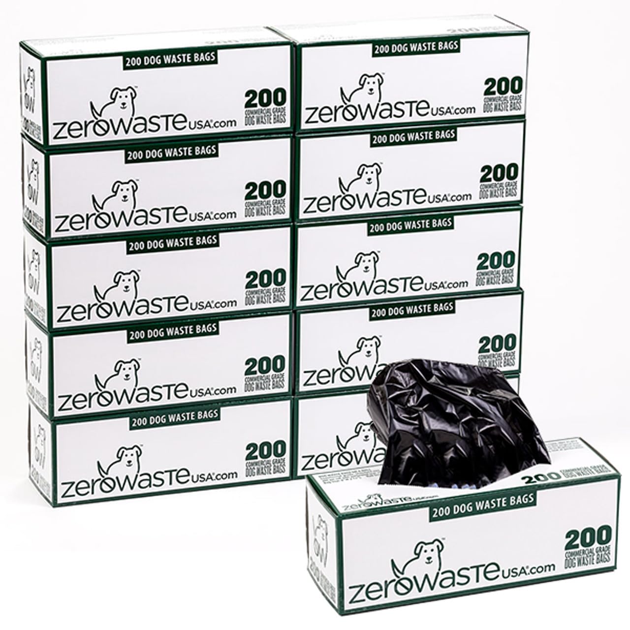 Zero Waste USA 2,000 Premium Dog Waste Station Refill Roll Bags - Guaranteed to fit any commercial roll bag dispenser (10 rolls of 200 bags)