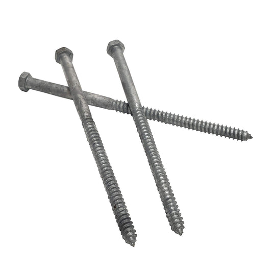 1/2" x 10" Lag Bolt Screws – HDG Hot Dip Galvanized Heavy-Duty Hex Head Lag Screws | A307 Steel Structural Timber Fasteners | Long Exterior Wood Bolts | 10pcs Box