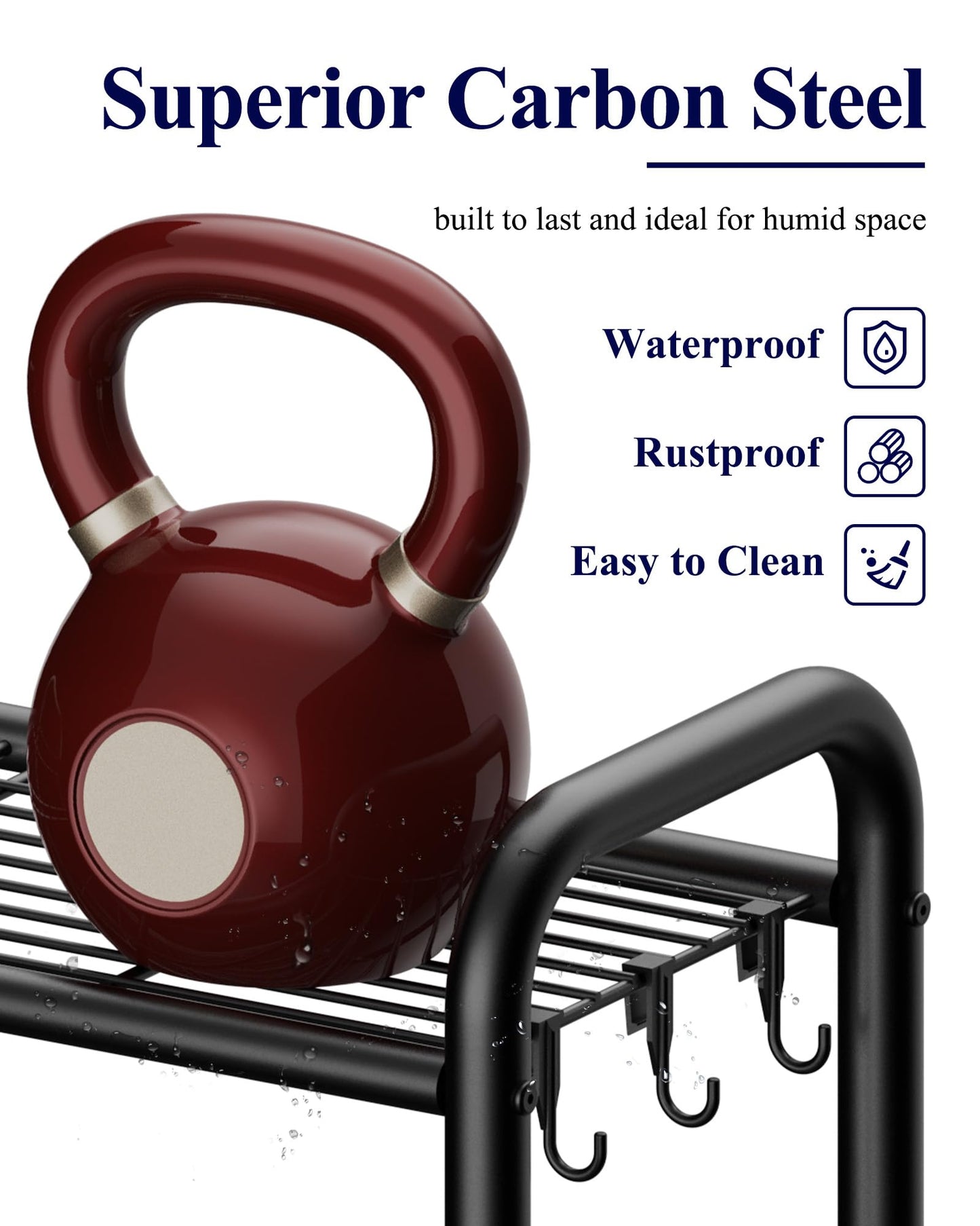 Kitsure Over Toilet Storage Rack – 3-Tier Black Metal Bathroom Organizer Shelf with Toilet Paper Holder & Hooks, Space-Saving Over the Toilet Cabinet for Laundry Room or Washroom, 63.2" H