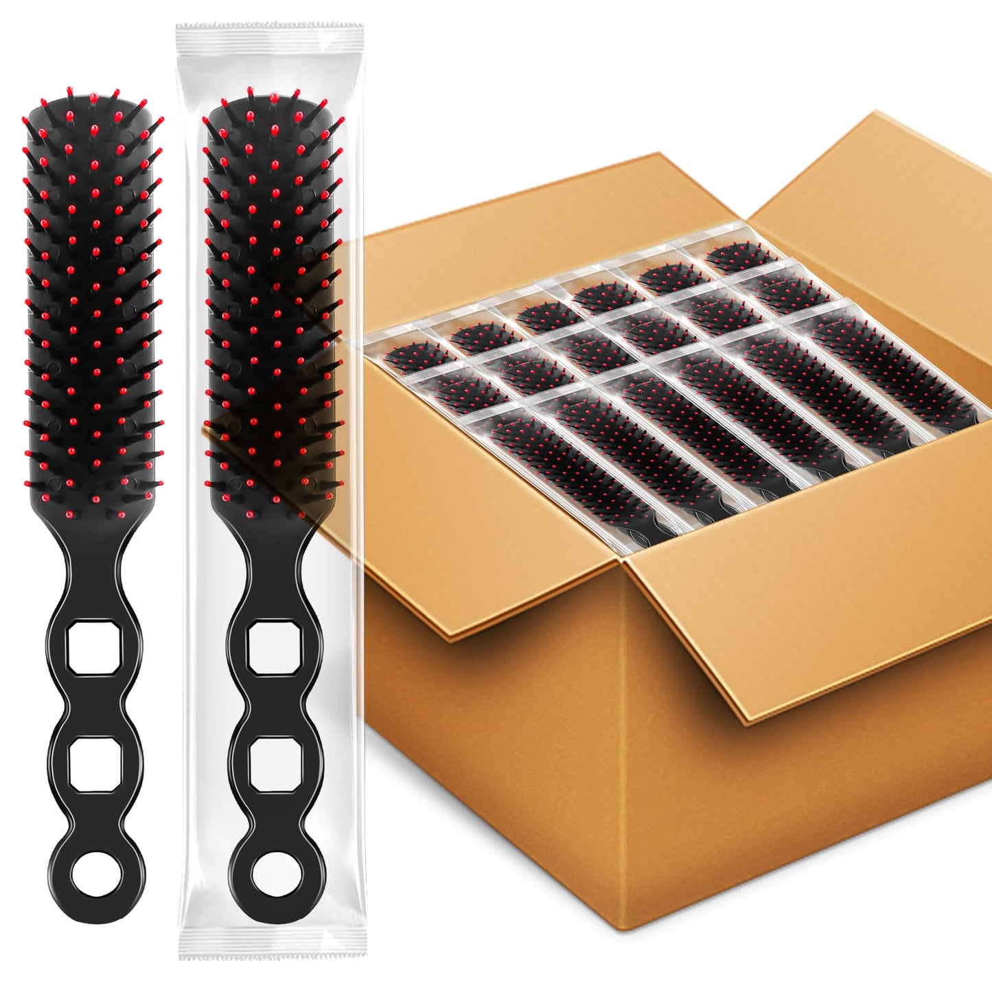 HOFASON 100 Pcs Bulk Hair Brushes for Homeless Supplies, Individually Wrapped Disposable Hair Brushes Nylon Bristles Detangling Hair Brush for Women Hotel Nursing Charity