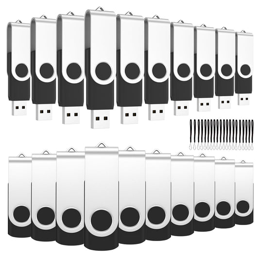 ABLAZE USB Stick 16GB 50 Pack, USB 2.0 Flash Drive 16GB with Lanyards Swivel Thumb Drives Bulk Memory Stick 50PCS (Black)