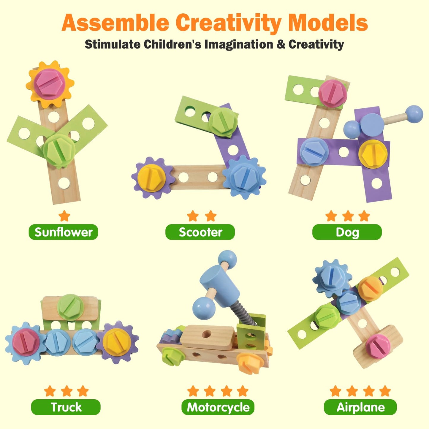 Aliex 38PCS Kids Wooden Truck Tool Set with Toy Drill for Toddlers Ages 3 4 5 6 ,Montessori STEM Educational Learning Construction Workbench Pretend Play Tool Kit,Birthday Sensory Gift for Boys Girls