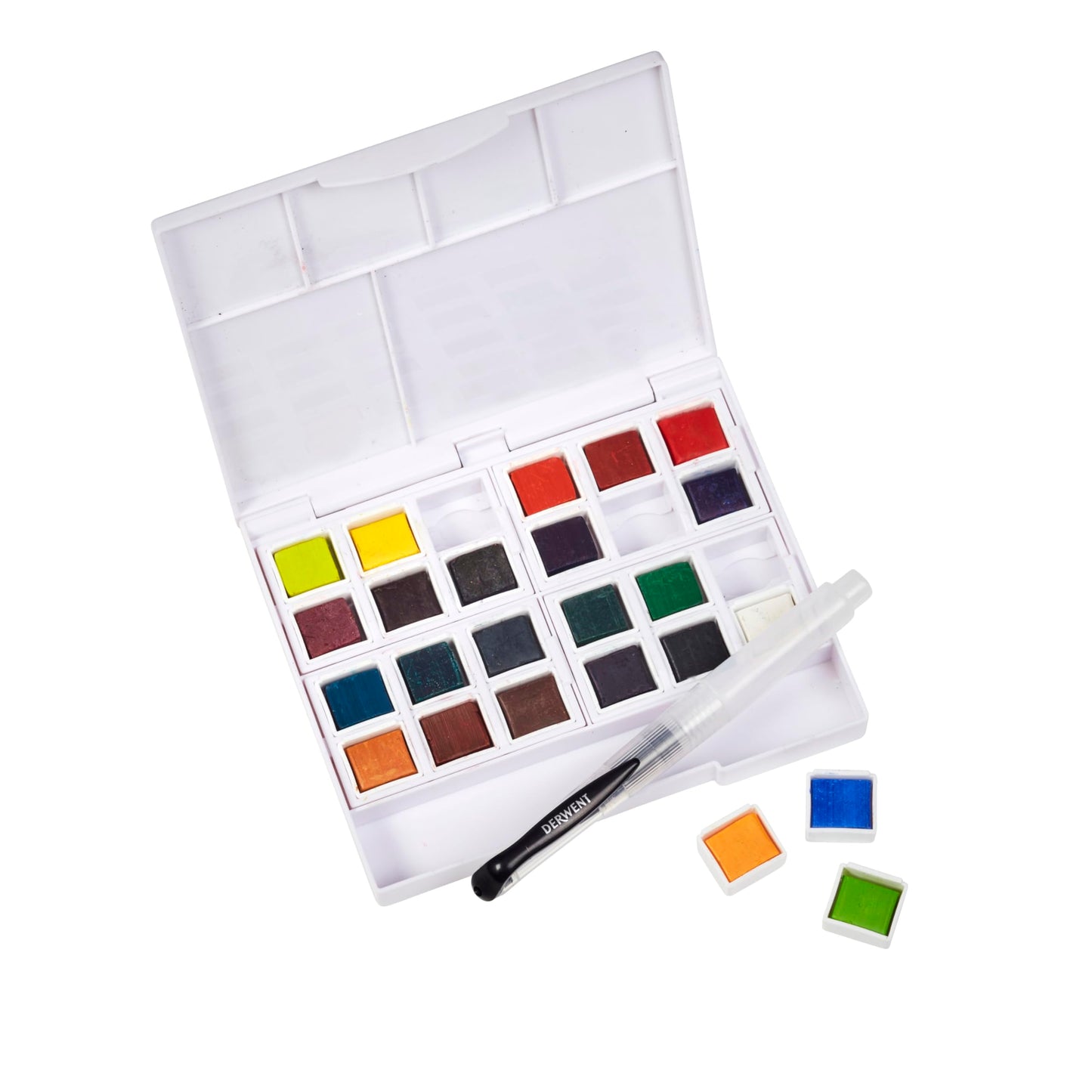 Derwent Inktense Studio Paint Pan Set, Includes Waterbrush, 24 Assorted Colours (2306318)
