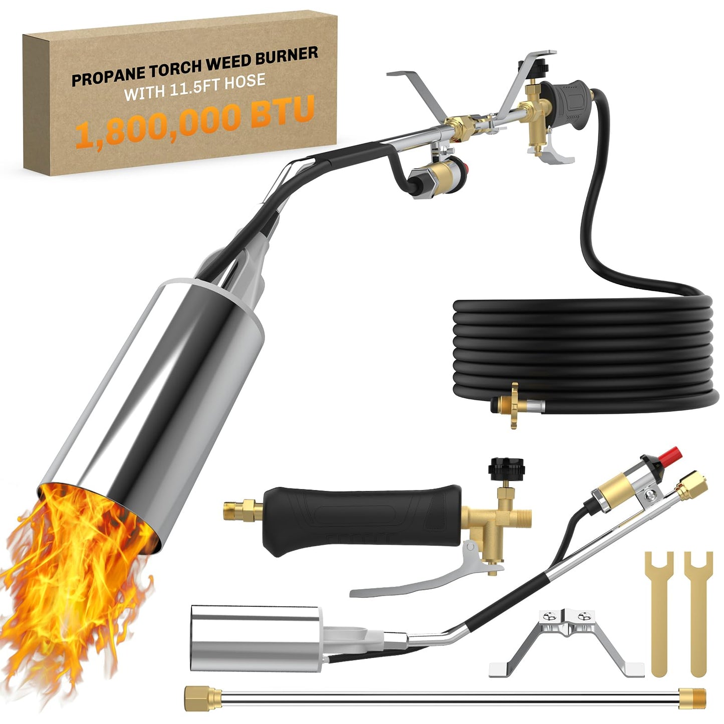WELLUCK Torch Weed Burner, Weed Torch Weeder with 11.5FT Hose for Weeding, Barbecue, Asphalt, Snow Melting