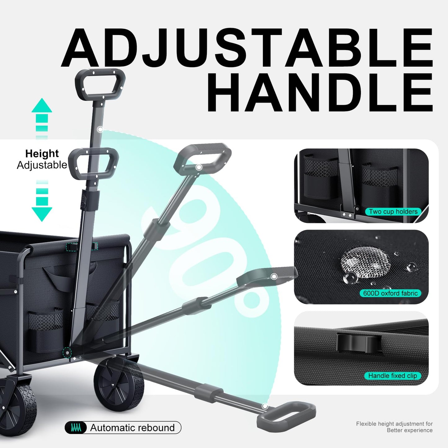 Collapsible Foldable Wagon, Foldig Cart with Wheel Heavy Duty with 180lbs Weight Capacity Lightweight Utility Camping Wagon for Groceries Garden Beach Sports Fishing