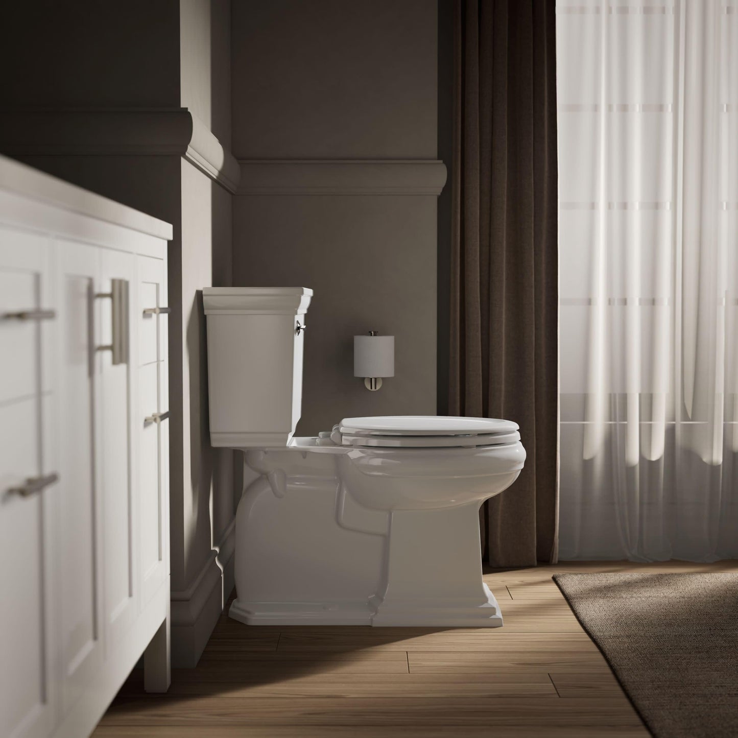 Kohler Stonewood Toilet Seat, Quiet-Close Elongated, Slow Close, Wooden Toilet Seat