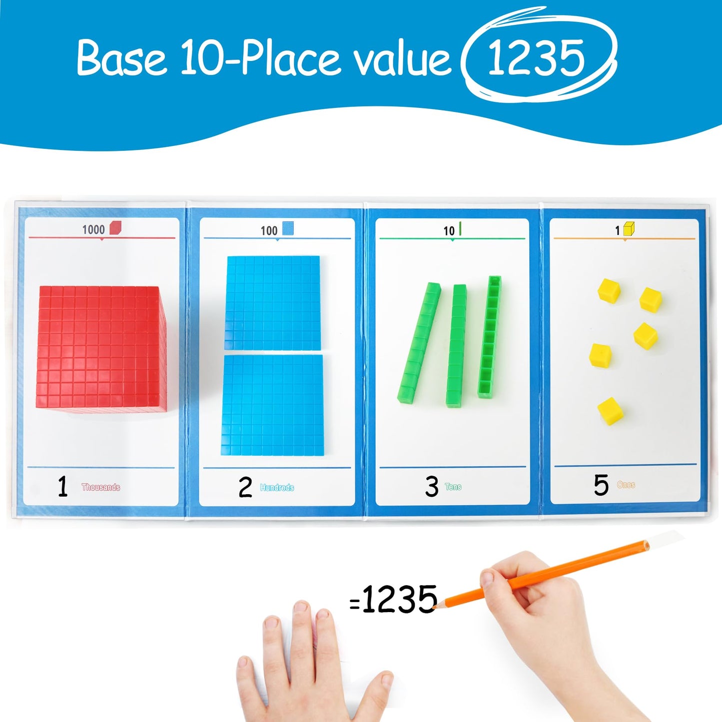 TOMMYHOME Plastic Base Ten Blocks Set,Maths manipulatives for 2nd Grade classrooms.Place Value Blocks,Counting Cubes to Help Kids Learn Maths.