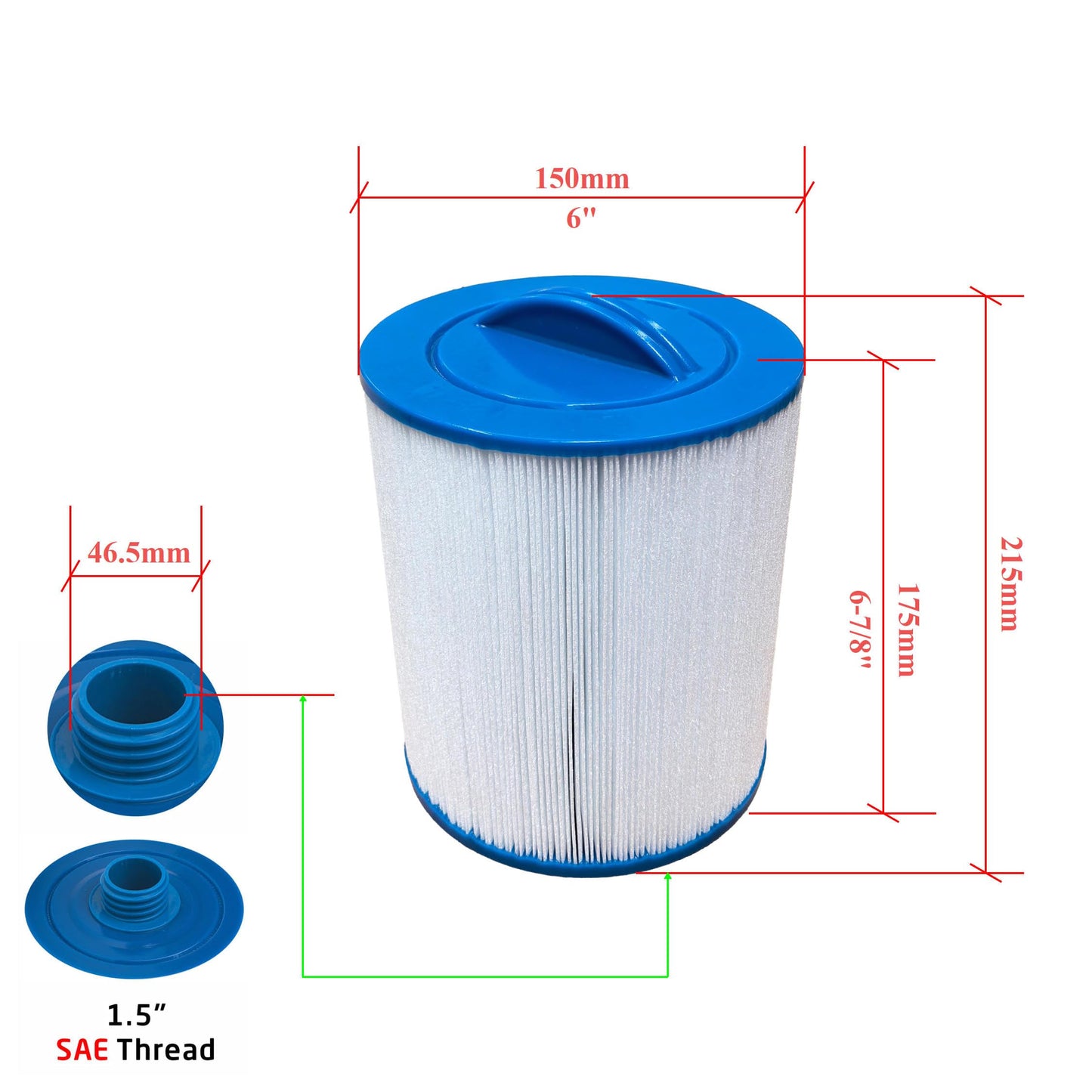 Malaka Spa Filter Compatible with AKU0135 AKU1609 PWL35P3 PWL35P3-M 1-1/2'' SAE Thread/Coarse Thread φ6x7 '' Hot tub Filter Cartridge (NOT MPT/Fine Thread), 35 sq.ft, 2-Pack (White)