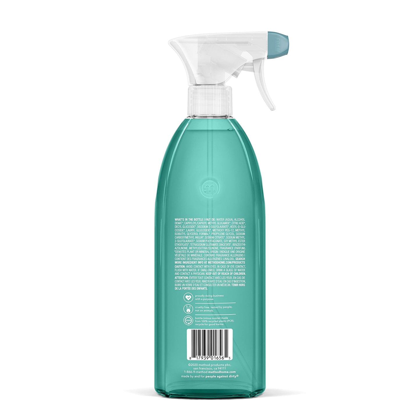 Method Foaming Tub + Tile Cleaner, Bleach-Free and Biodegredable Formula Targets Grime Build up in the Bathroom, Eucalyptus Mint Scent, 828 ml Spray Bottles, 8 Pack, Packaging May Vary