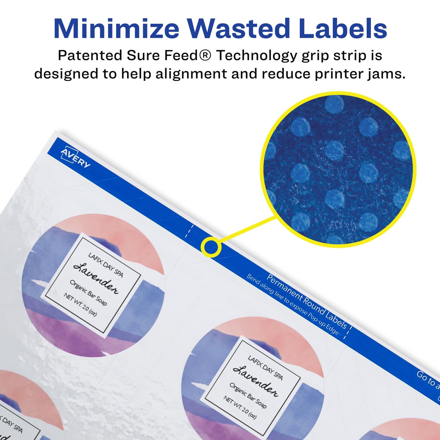 White Print-to-the-Edge Easy Peel Round Labels