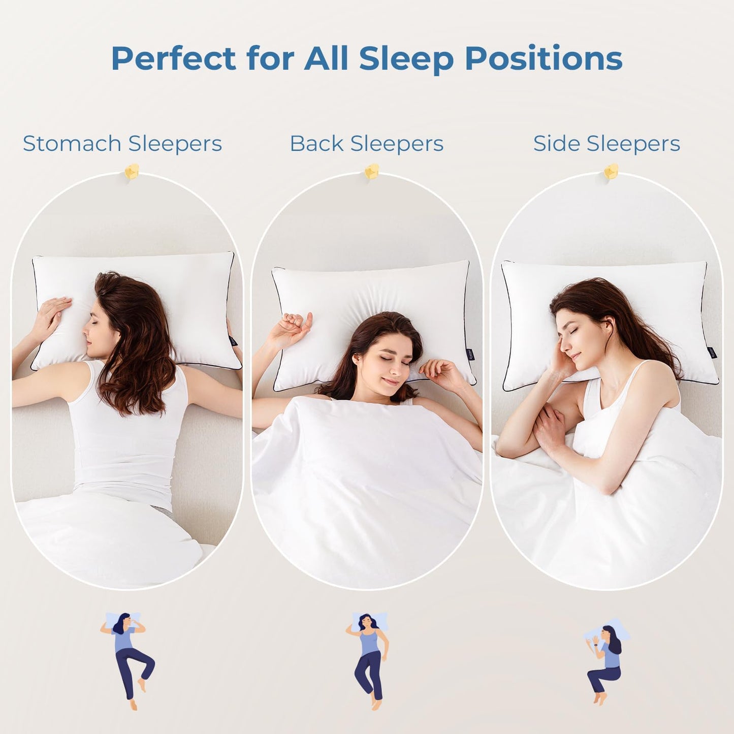 Pillows Standard Size Set of 4 - Bed Pillows for Sleeping 4 Pack, Cooling Supportive Hotel Pillows with Premium Soft Down Alternative Fill for Side Stomach and Back Sleepers