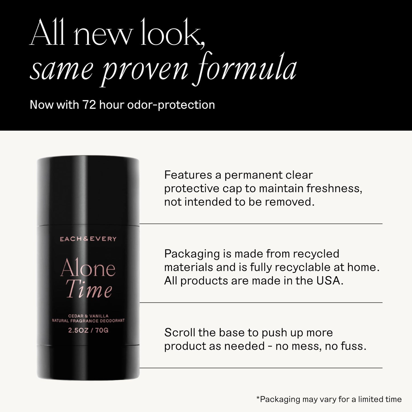 Each & Every All Natural 2.5oz Deodorant for Men and Women | Non-Toxic, Aluminum Free, Baking Soda Free, Paraben Free | Vegan, Cruelty Free | Made with Essential Oils, Cedar & Vanilla