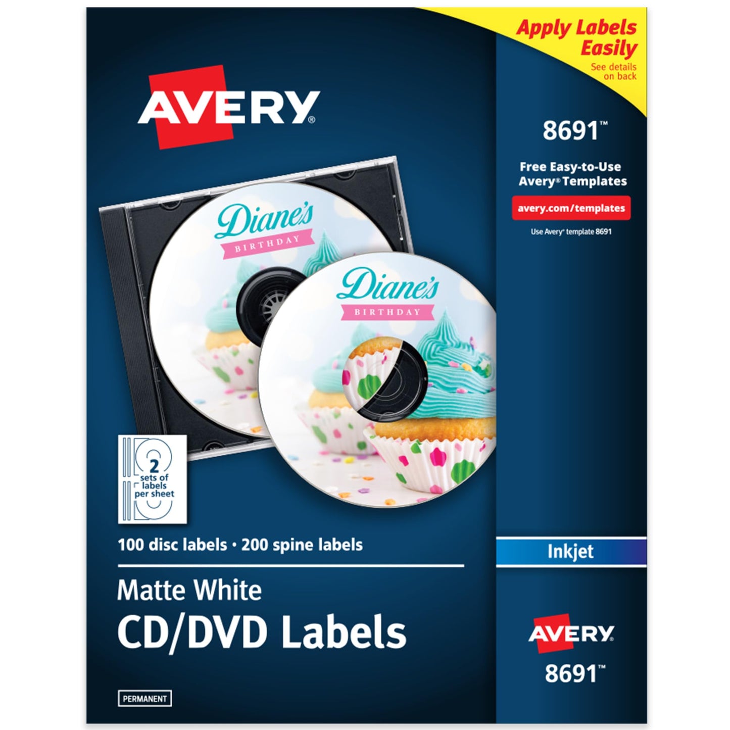 CD Labels, Inkjet, Permanent, (a) CD Labels, White Matte