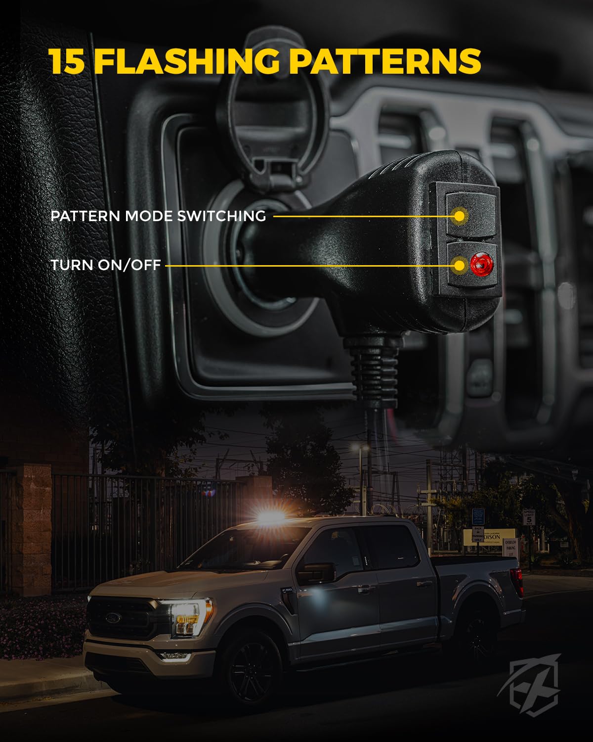 Xprite Rooftop Beacon Strobe Lights for Vehicles - 72 LED Emergency Roof Top Warning Traffic Flashing Hazard Safety Caution Light for Trucks Cars Construction Snowplow Amber White