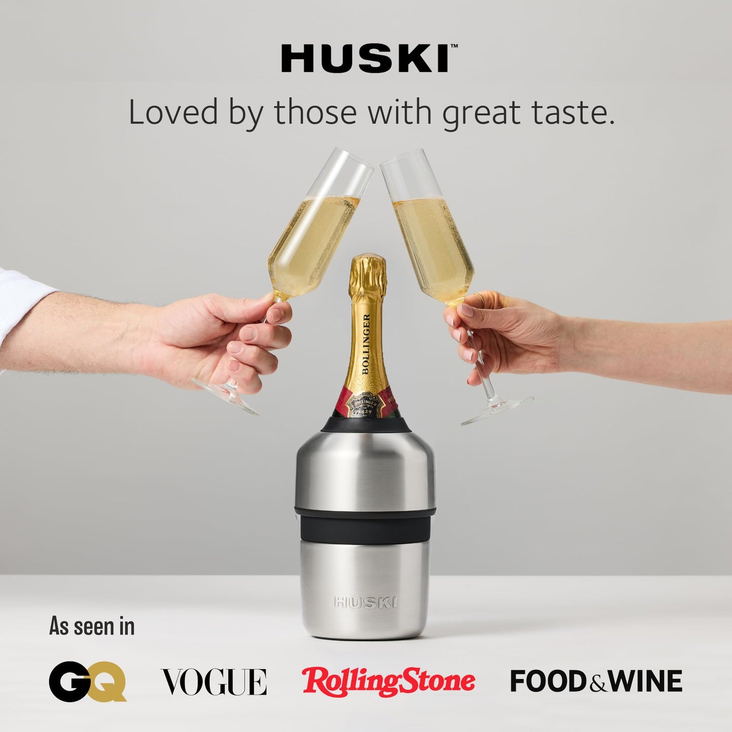 Huski Champagne Chiller | New | Award-Winning Iceless Design with Detachable Bottle Stopper | Keeps Wine Cold up to 6 Hours | Fits Most 750ml Champagne & Prosecco Bottles (Champagn)