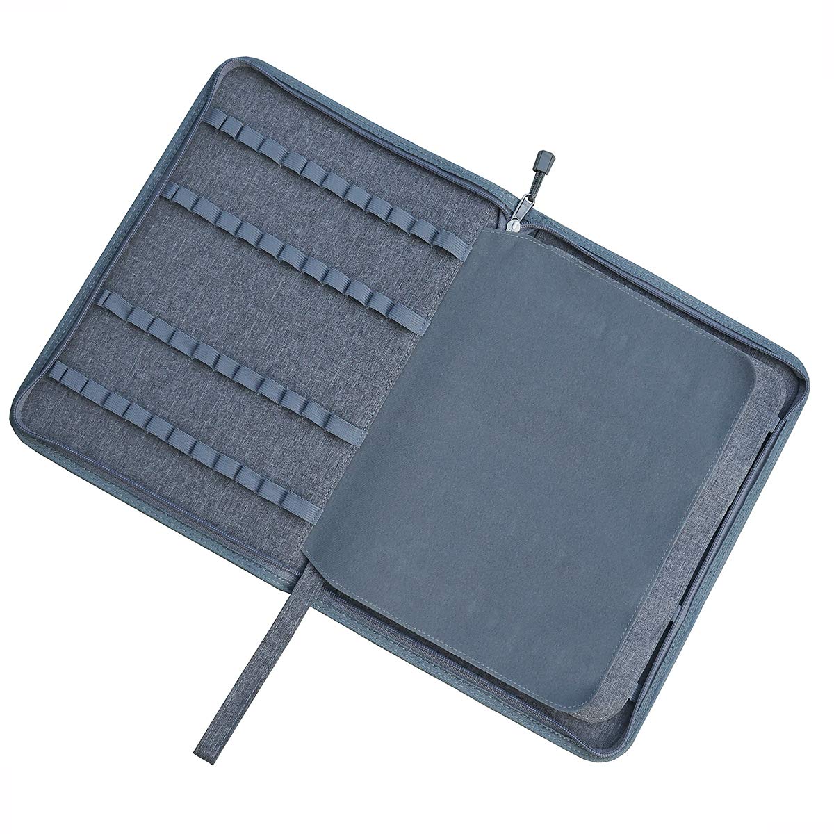 Lanxivi 48 Fountain Pen Case Gray Organizer Bag, Waterproof Canvas Pen Display Holder with YKK zipper