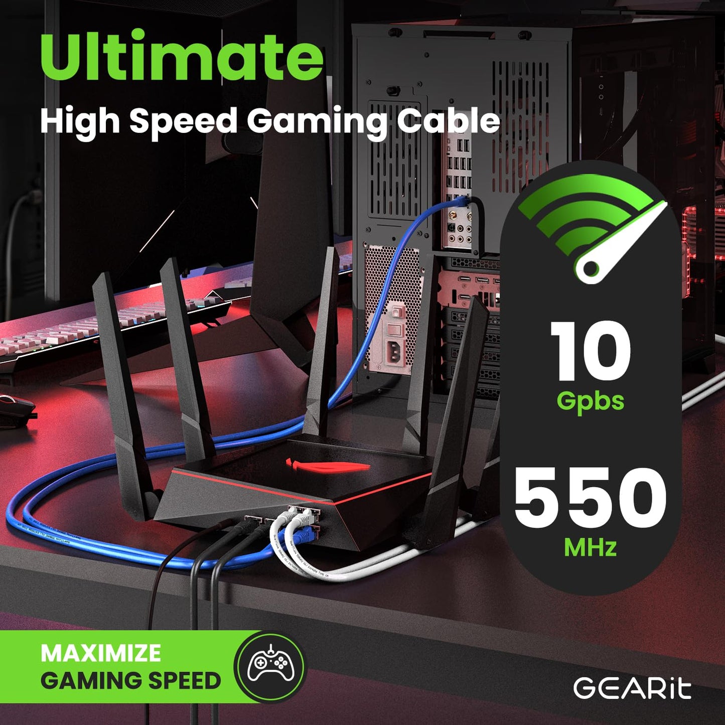 GearIT 10 Pack, Cat 6 Ethernet Cable Cat6 Snagless Patch 15 Feet - Computer LAN Network Cord, Black - Compatible with 10 Port Switch POE 10port Gigabit