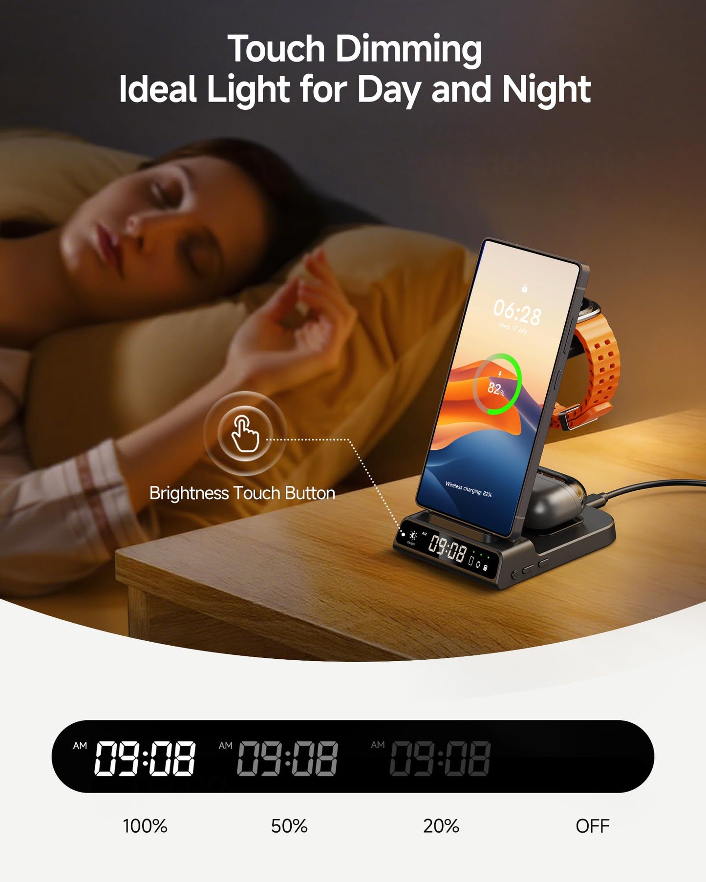 Wireless Charger for Samsung Devices, Wireless Charging Station for Galaxy S25 Ultra/S25+/S25/Z Fold 7/Z Flip 7/S24 Ultra/S23/S22, for Galaxy Watch 8 Classic/8/7/Ultra/6/5 Pro/5/4, Galaxy Buds3 Pro