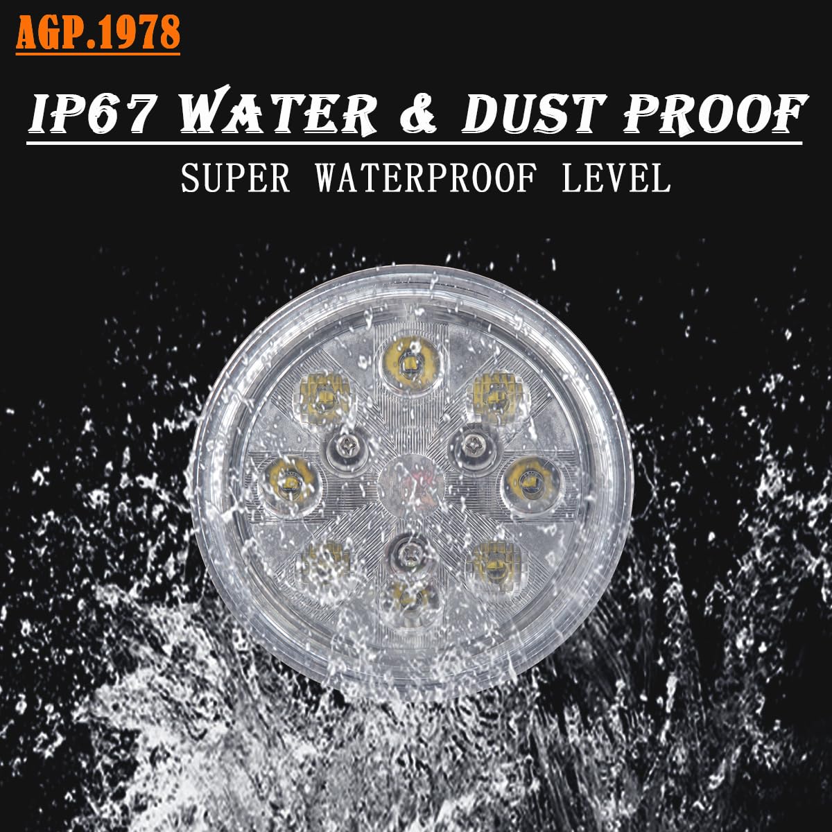 AGP.1978 2Pack 24W LED Work Light Sealed Round Hi/Lo Beam 12V Lamp Compatible with John Deere Tractor 3300, 4400, 4420, 4040