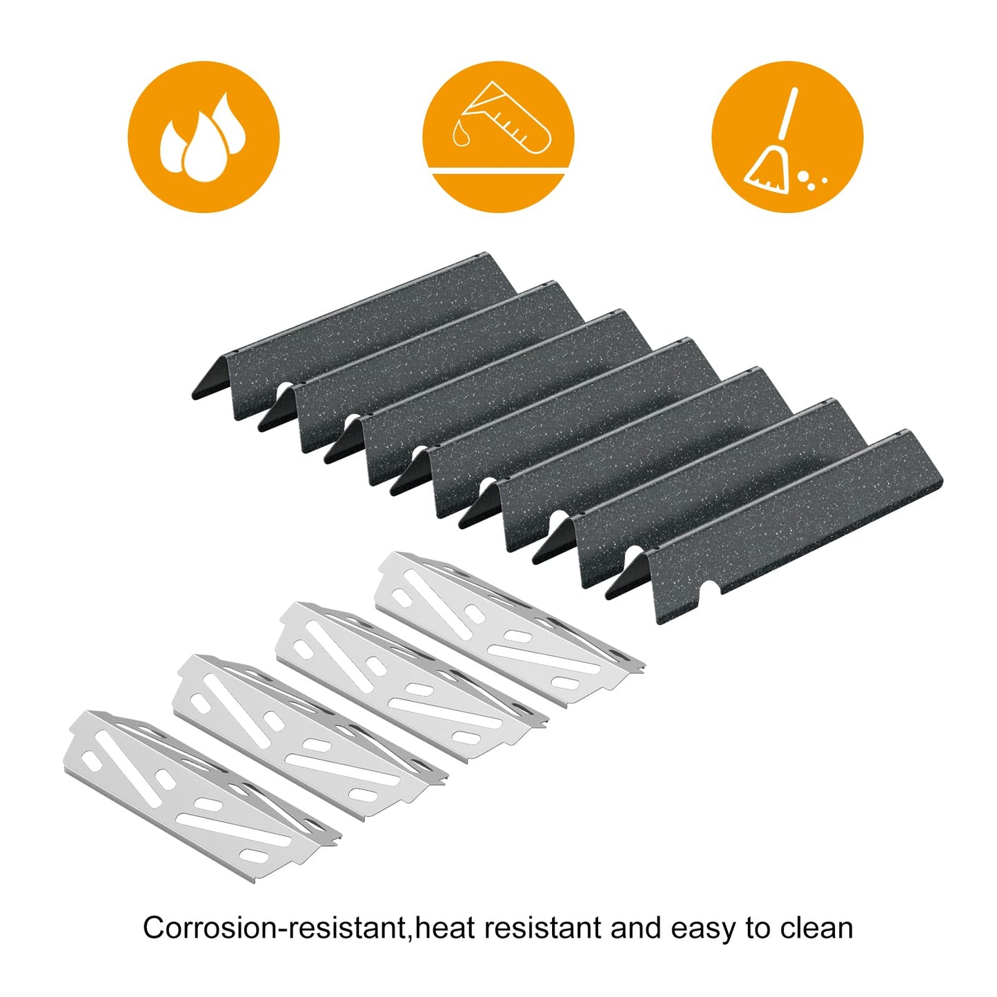 Porcelain Enameled Grill Flavrizer Bars＆Heat Deflector Replacement Parts for Weber 66033 66041,BBQ Accessories for Weber Genesis II E-410 S-410, II LX E-440, S-440 Grill