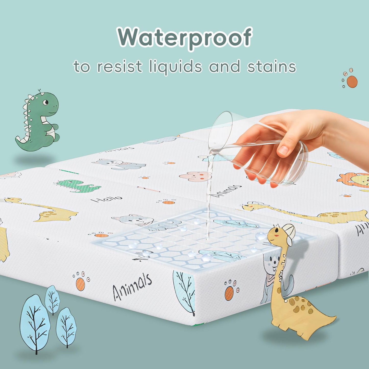 Trifold Pack and Play Mattress 38"x26"x1.5" Pack N Play Mattresses for Baby Toddler, Portable Mini Crib Mattress for Playpen and Playard with Soft Breathable Waterproof Cover