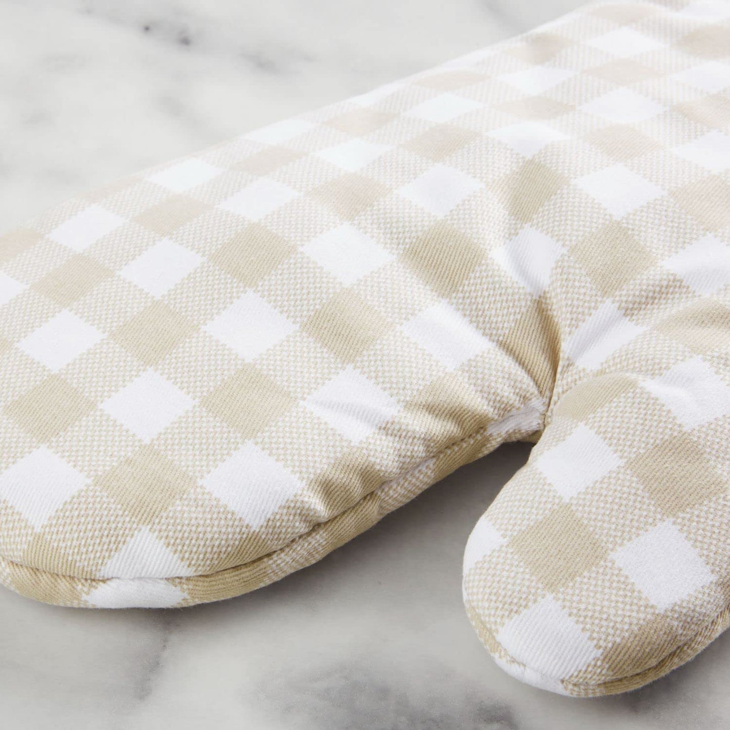 KitchenAid KA Gingham OM Oven Mitt Set, 7"x13", Milkshake