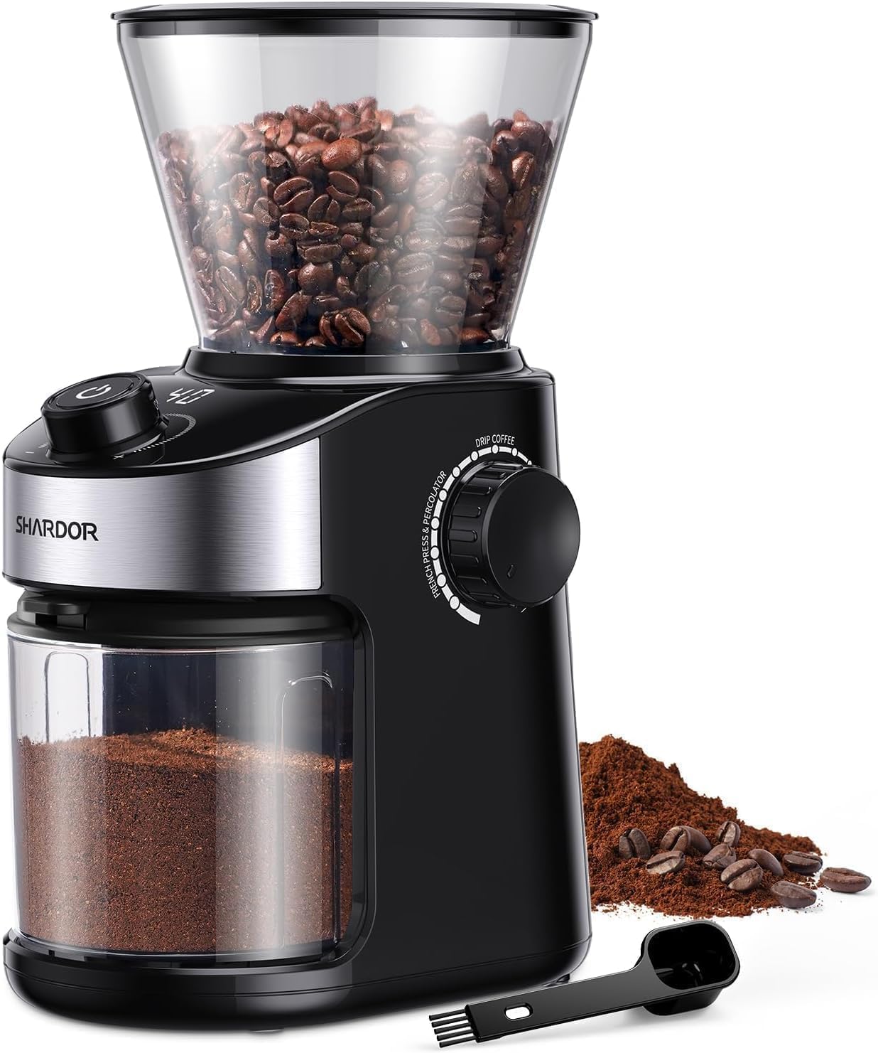 SHARDOR Coffee Grinder Electric 32 Precise Grind Settings Burr Coffee Grinder with 40 Seconds Adjustable Timer Automatic Espresso Grinder, Chamber Cleaning Button, for Espresso Drip,French Press 200W