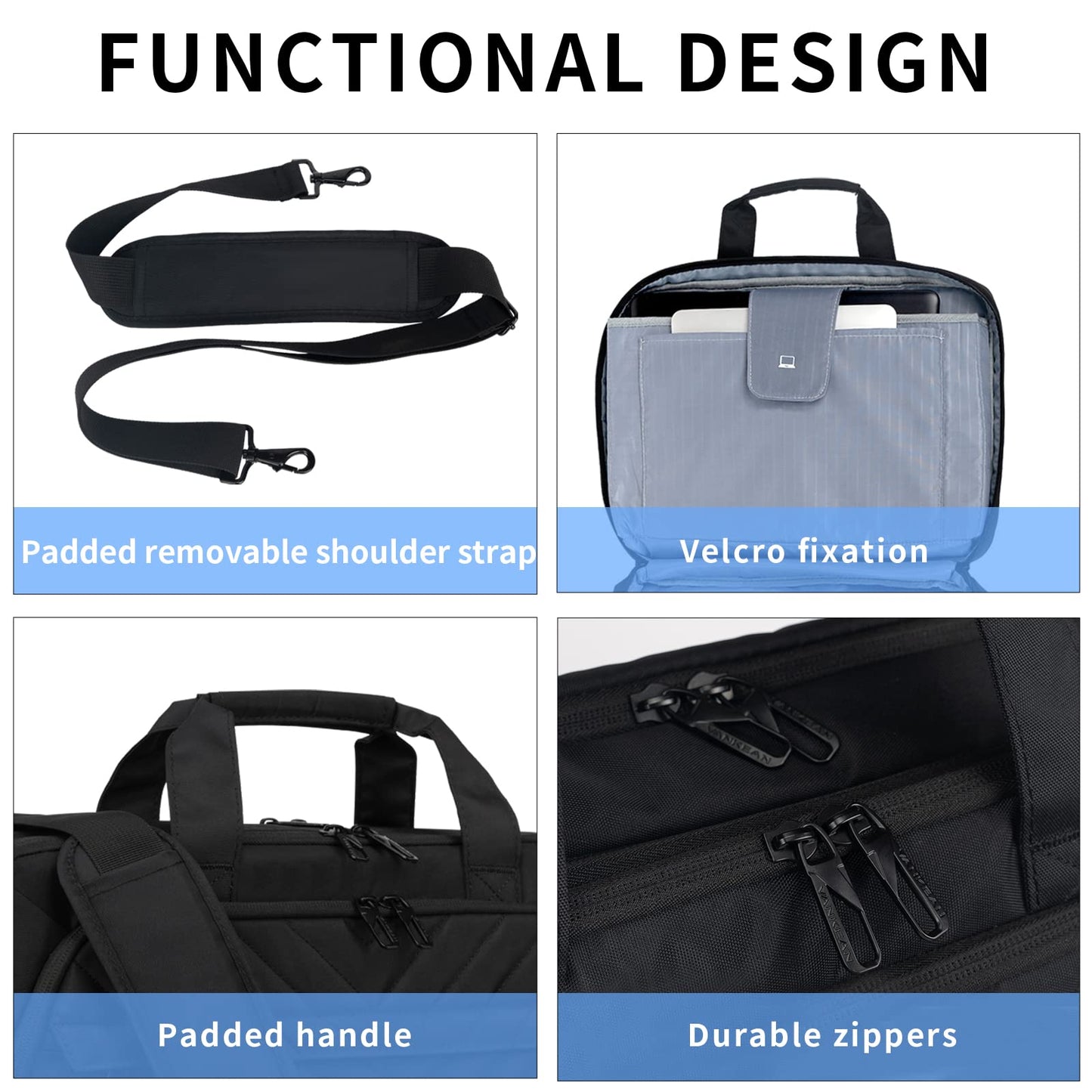 17 Inch Laptop Bag, VANKEAN TSA Friendly Expandable Briefcase for Women Men Fashion, Waterproof Computer Bag with RFID Pocket, Work Bag for Women Messenger bags for Bussiness/Travel/College, Black