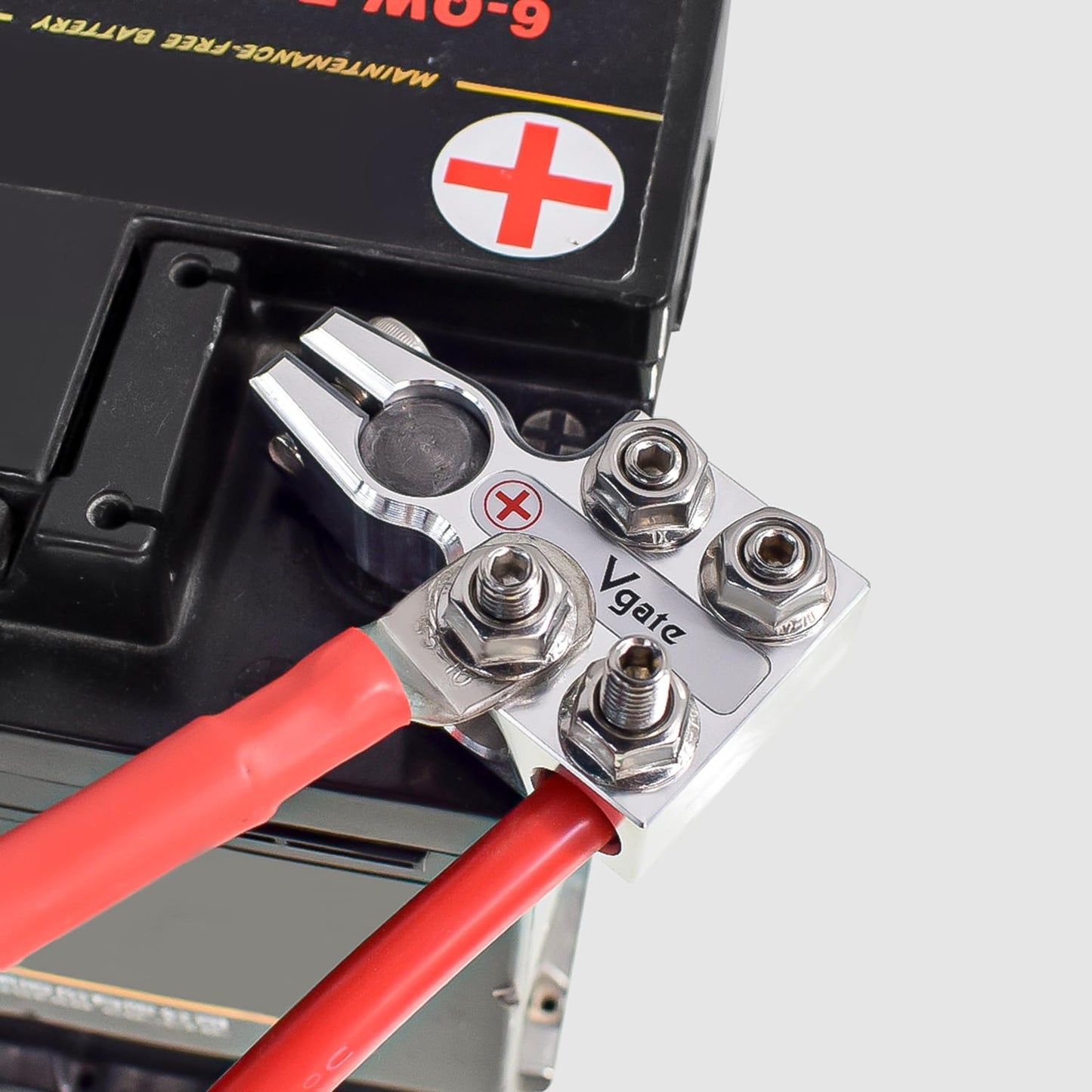 Vgate 8-Way Lead Acid Battery Car Terminal Connector, AGM Post Terminal Ends, 8AWG up to 4/0(XL) AWG Gauge, Positive & Negative for SAE/DIN/EN Tapered Top Post