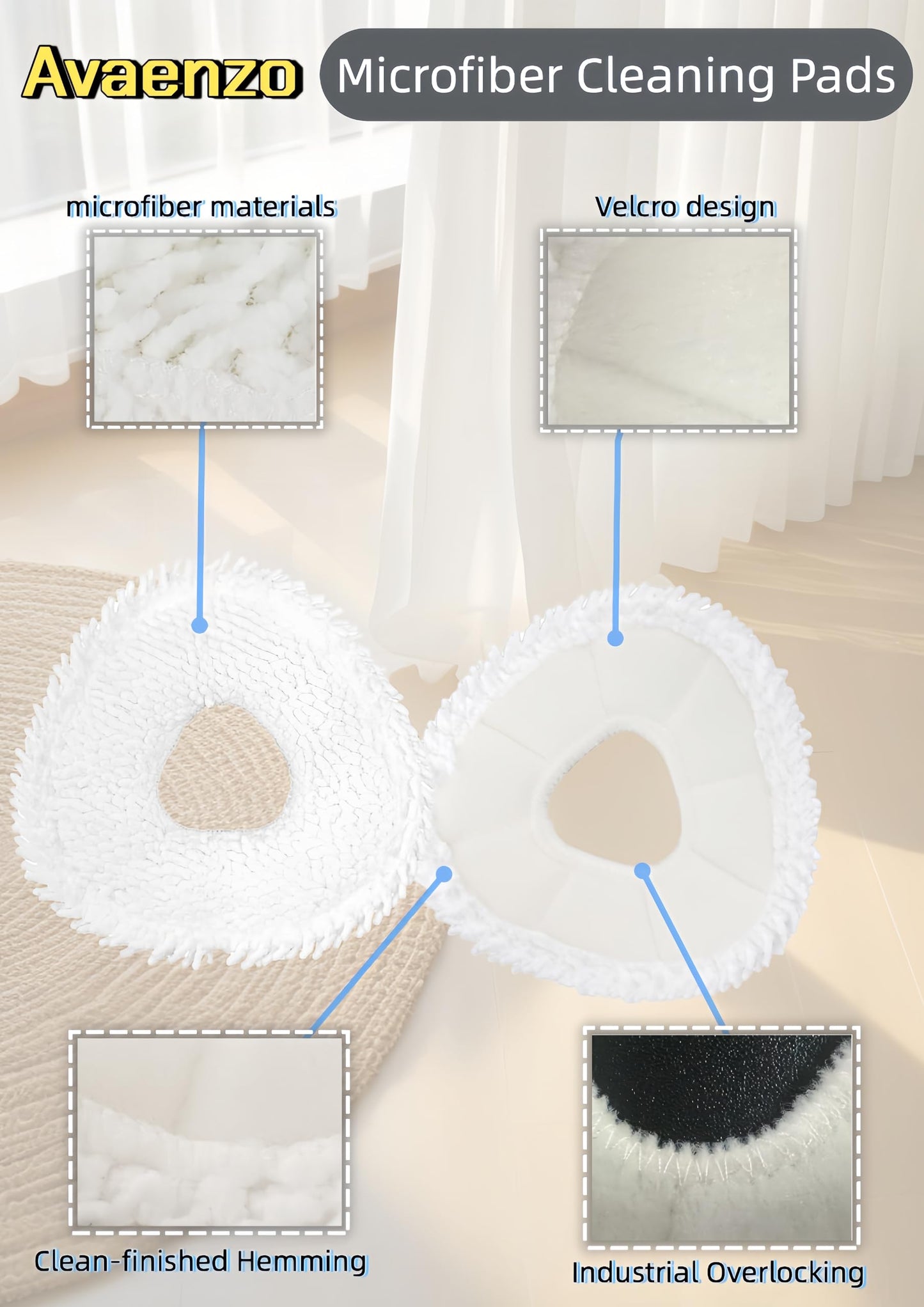 Avaenzo 8 Pack Replacement Mop Pads Compatible with Narwal Freo X Z Ultra Z10 Freo Pro J3 J4 YJCC012 YJCC015 Microfiber Resuable Mop Cloth Robot Vacuum Cleaner Accessories, White and Grey