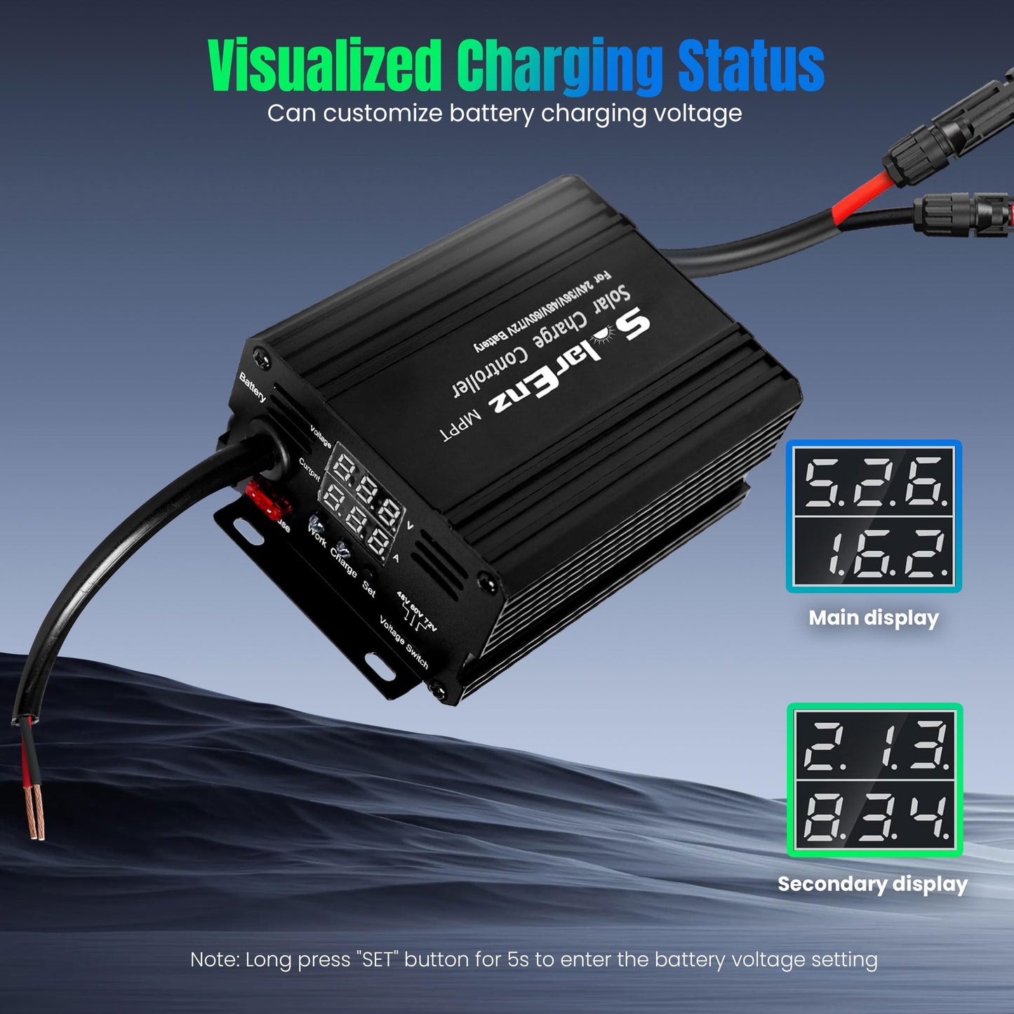 12A Boost MPPT Solar Charge Controller Solar Panel Regulator for24V/36V/48V /60V/72V Lead-Acid, LiFePO4, Gel, Flooded Batteries etc in Golf Cart,eBike,Club Car, Scooterand Solar System