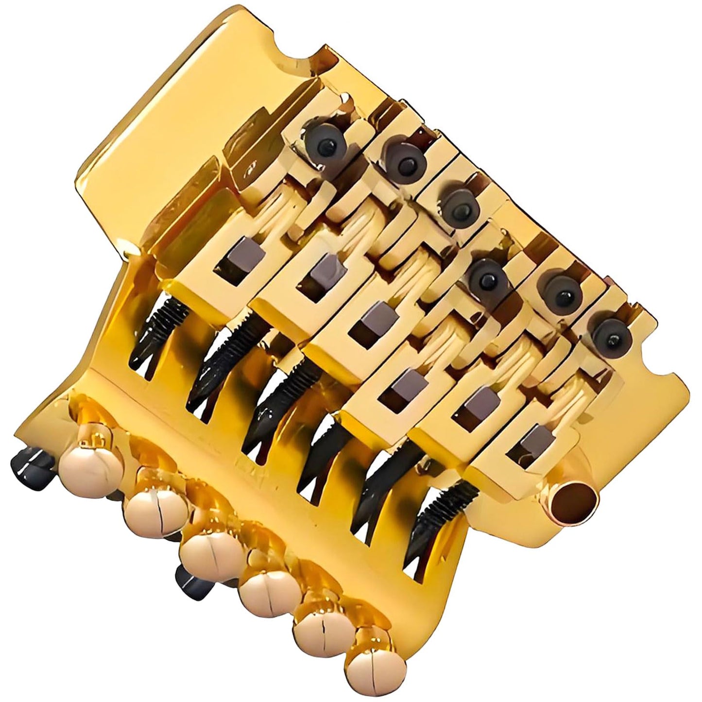 Double Locking Tremolo Bridge System with Arm - Compatible with Floyd Rose & Strat Replacement| Chrome Upgrade Kit for Electric Guitars (Gold)
