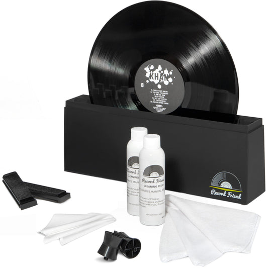 Big Fudge Vinyl Record Cleaner Kit - incl. Record Cleaning Machine, Washer Fluid & Microfiber Cloth - LP Spinner Machine for Multi-Sized Records - Professional Record Cleaning Kit