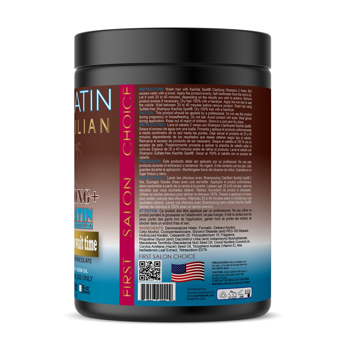 Brazilian Keratin Chocolate Strong+ 32 FL OZ Kachita Spell 1 Litre Black Edition Made in USA