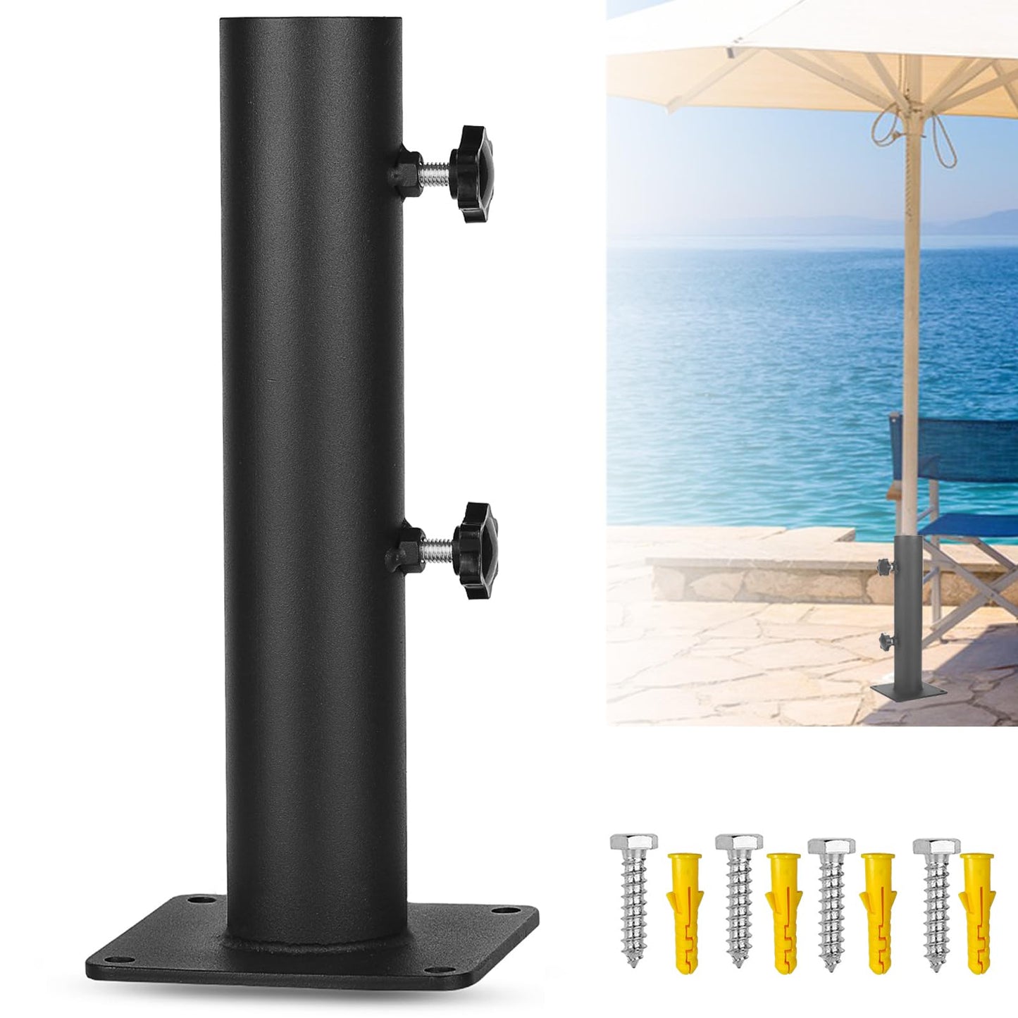 VANROUG Patio Umbrella Bases Heavy Duty Umbrella Holder Outdoor Umbrella Base Stand Mount Umbrella Clamp for Decks, Docks, Patios, Garden, Pontoons, Picnic Tables (1)