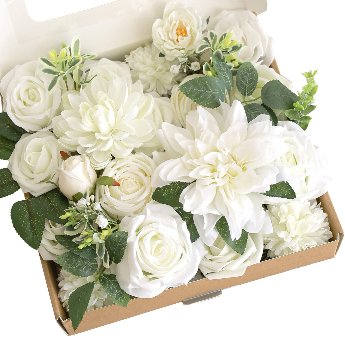 Lookein Artificial Flowers for DIY Wedding Decoration Bridal Bouquet Table Centerpieces Flower Garland Wreaths Aisle Arch Flower Decoration Home Decor, Vibrant Ivory