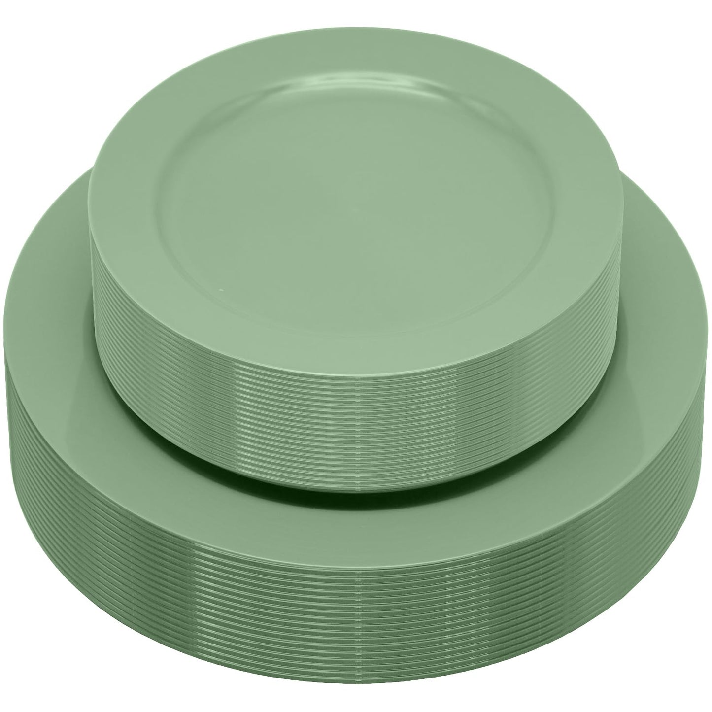 joy akkess 50PCS Sage Green Plastic Plates - Heavy Duty Sage Green Plates Disposable include 25 Dinner (10.25") & Dessert/Salad (7.5") for Birthday, Baby Shower, Wedding