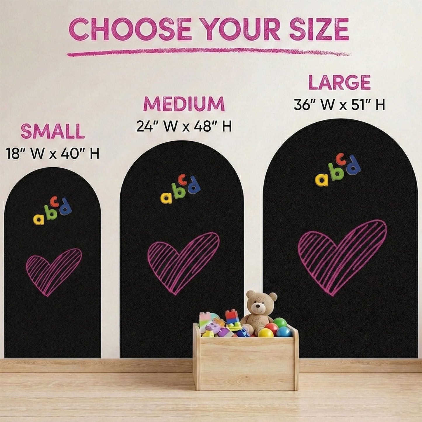 HeatPomelo Arch Magnetic Wall Decal - 48" x 24"(122x60cm) Matte Finish Chalkboard Sticker for Wall - Magnetic Board for Playroom, Home Classroom(Black)