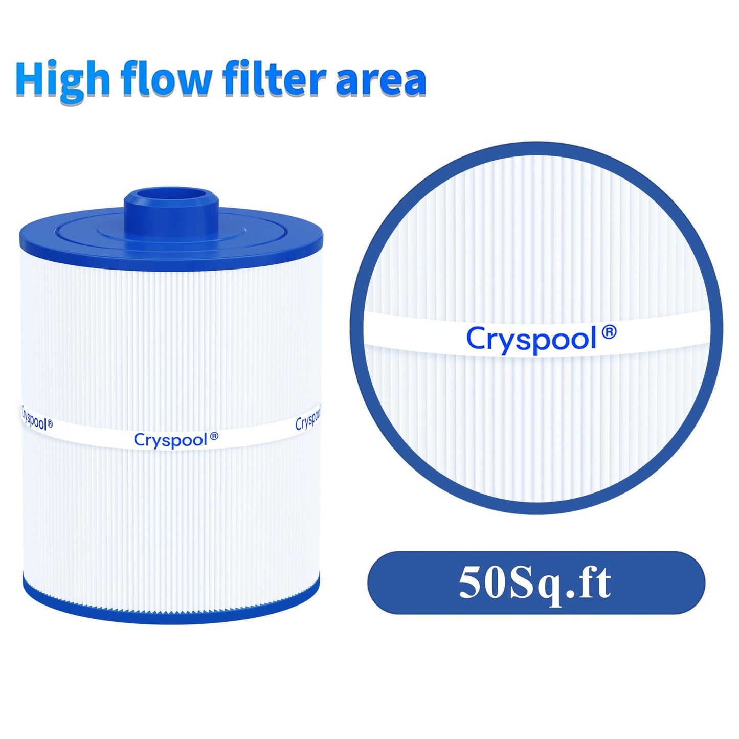 Cryspool® 08004 Filter Compatible with C-8450, FC-3310, PCS50N, 100593, 3301-2261, Maax Spas, 50 Sq. Ft Spa Filter Cartridge, 1 Pack