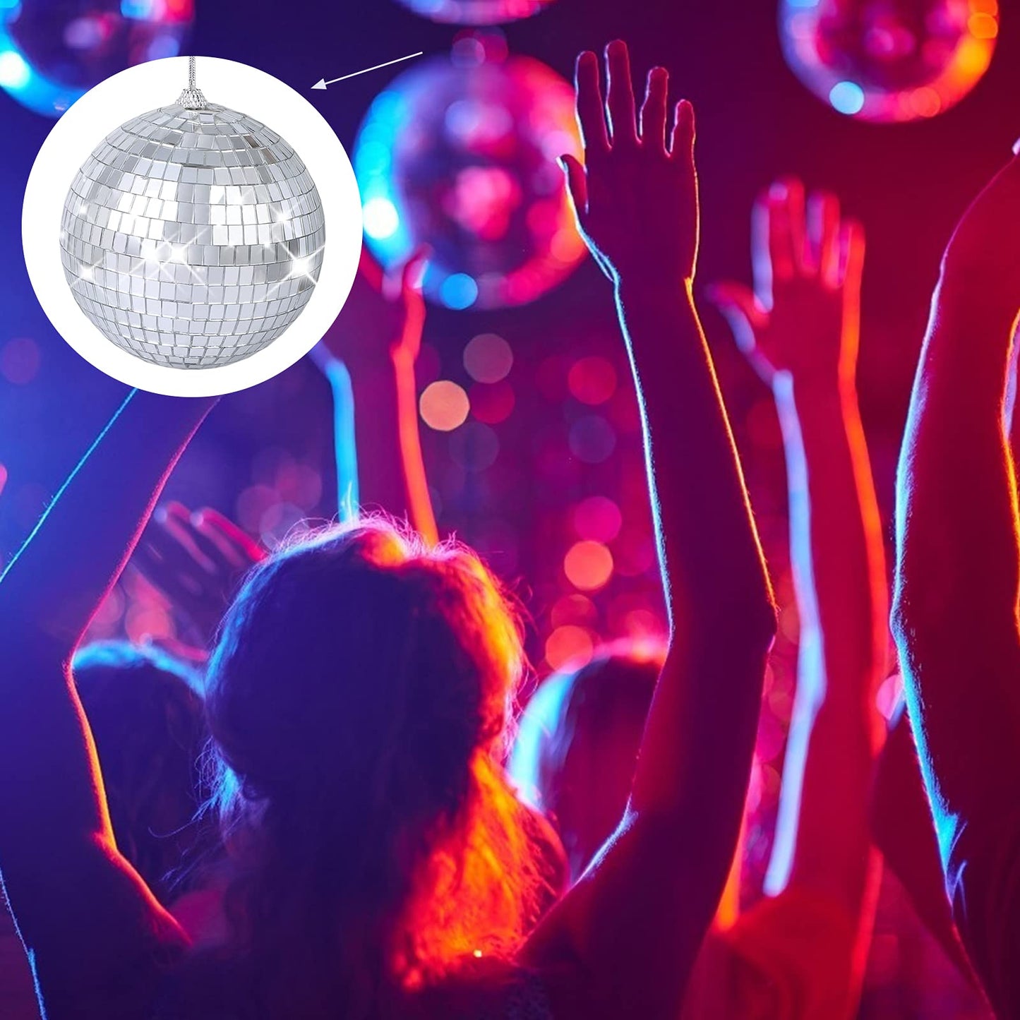 8 Pieces Mirror Disco Balls Silver Hanging Disco Light Mirror Ball for Retro Party, Fun Party, Home Bands Decorations